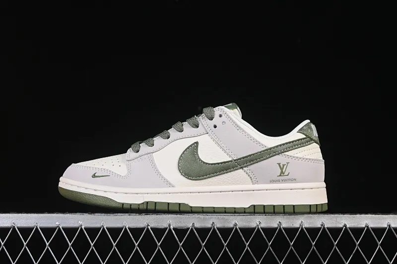 All categories Nk SB Dunk Series Nk SB Dunk Low High-end customized low-top sneakers Nike SB Dunk Low LV joint beige gray military green stitching Anniversary high-end customized low-top casual sneakers JP1628-031